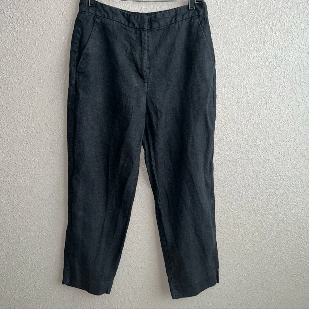 Banana Republic Black 100% Linen‎ Ankle Trouser Pants